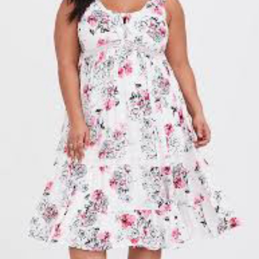 Ivory Floral Challis MIDI Dress
